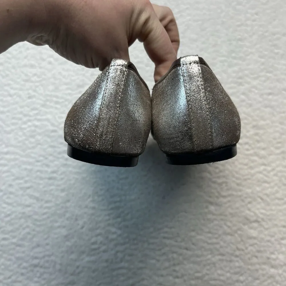 Seychelles Flats Womens 8.5 Distressed Metallic Leather Ballet Minimalist Corp